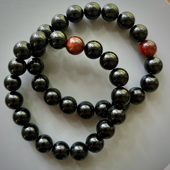 Hand Crafted Other - Black Obsidian and Red Tigers Eye Handcrafted Bead Bracelet